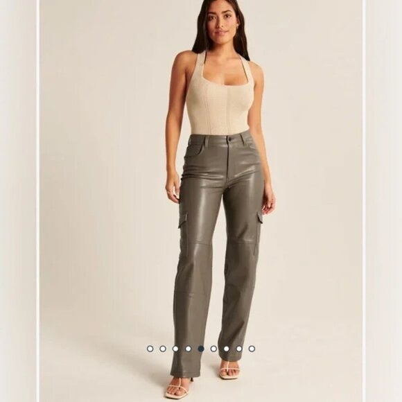 Abercrombie & Fitch Pants - Abercrombie Curve Love Vegan Leather Cargo 90s Relaxed Pant